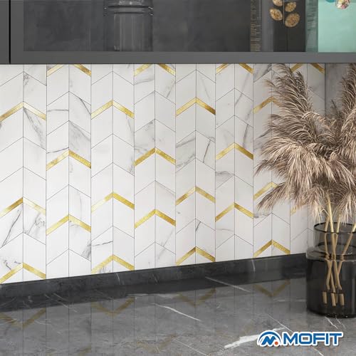 Kitchen Peel and Stick Backsplash Tiles Diamond White Gold 10pcs - color: White Gold, size: 10sheets
