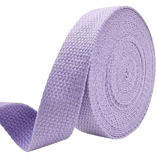 1 inch Cotton Webbing 5 Yards, Soft & Sturdy for Bag Handles - color: Lavender F016