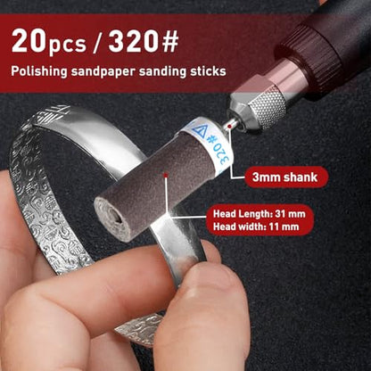 20PCS Sanding Sticks,320 Grit Sanding Drums for Dremel Rotary Tool - size: 320 Grains