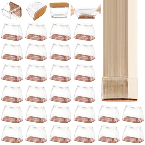 CHUNZEXI 36 Pack Rectangle Chair Leg Floor Protectors for Hardwood Floors - color: Clear-36pack, size: Rectangle S
