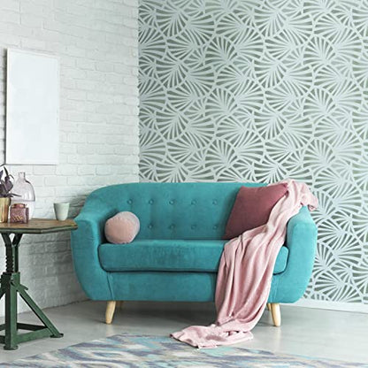 GSS Designs Large Tropical Leaf Wall Stencil 16x24Inch Palm Leaf Large Allover Wall Stencils for Painting Stencils for Walls Plant Wallpaper - style: Tropical Palm Leaf