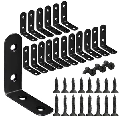 L Brackets, 2 inch Angle Corner Braces with Screws for Wood Furniture - style: 2inch L Shape Black 18pcs