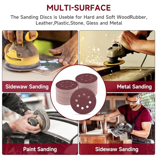 100PCS 5 Inch Sanding Discs 150 Grit Sandpaper for Orbital Sander - style: Aluminum oxide