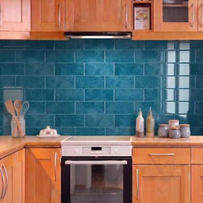 Thicker Design Peel and Stick Backsplash Tile，Self Adhesive Wall Tiles for Kitchen & Bathroom (10 Sheets, Lake Blue) - color: Lake Blue