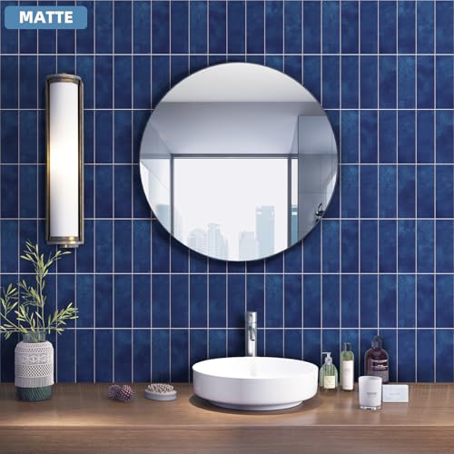 Tilingview 30 PCS Peel and Stick Backsplash Tile for Kitchen/Bathroom/Living Room, 3"x 9" Self-Adhesive Subway Tile for Backsplash, Imitation Glazed Tiles/Handmade Tiles (Matte Navy Blue) - color: Matte Navy Blue