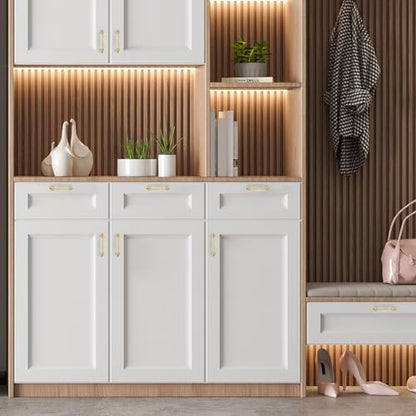 Ravinte Brushed Gold Cabinet Handles Solid Pulls 3-3/4 Inch 10 Pack - color: Brushed Gold, size: 3-3/4 inches Hole Center