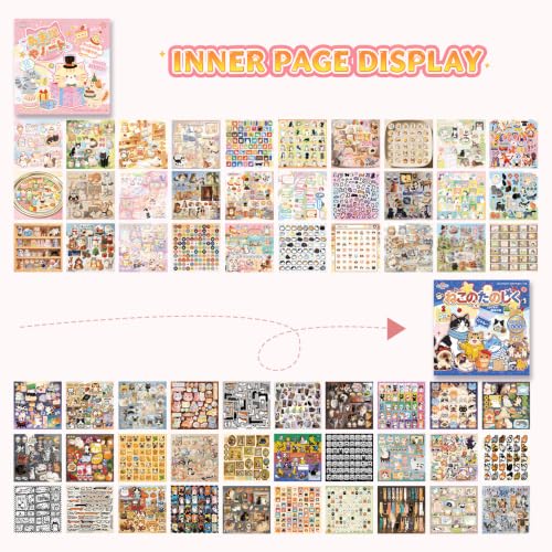 2 Styles Cat Sticker Book Set - 20 Sheets (1000+ Pcs) - color: Light Blue Cat
