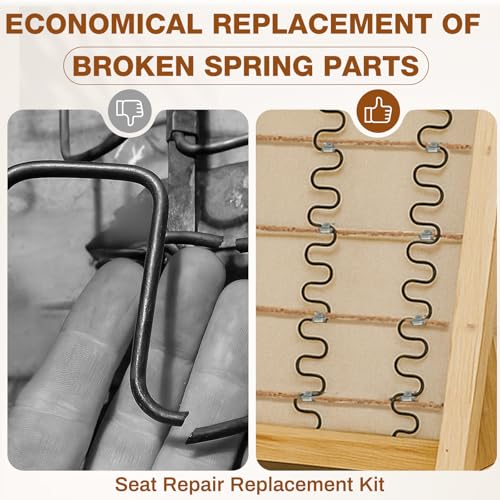 MorningRo 8 Pcs 18 Inch Couch Upholstery Spring Repair Replacement Kit - 8 Heavy-Duty Springs, 16 Spring Clips, 64 Nails, 40ft Steel Stay Wire for Fixing Sagging Cushions in Sofa Recliner Chair - size: 18 Inch