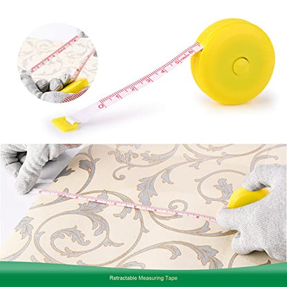 FOSHIO Wallpaper Kit, Including Wallpaper Smoothing Tool, Card Squeegee, Seam Roller, Wrapping Paper Cutter Exacto Knife, Mesureing Tape, Wallpaper Tools for Peel and Stick Window Film Application Kit - color: 04 Wallpaper Kit