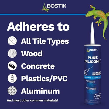 BOSTIK Pure Silicone Delorean Gray 10.1oz Silicone Caulk & - 1 Cartridge - color: Delorean Gray