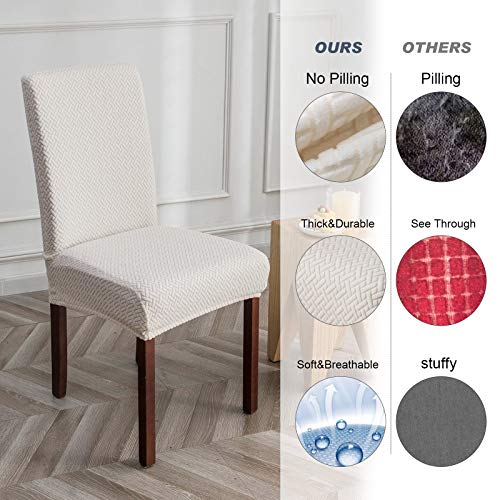 Genina Stretch Chair Covers for Dining Room Kitchen Parsons Set of 4 - color: White, size: 15-19in Not waterproof