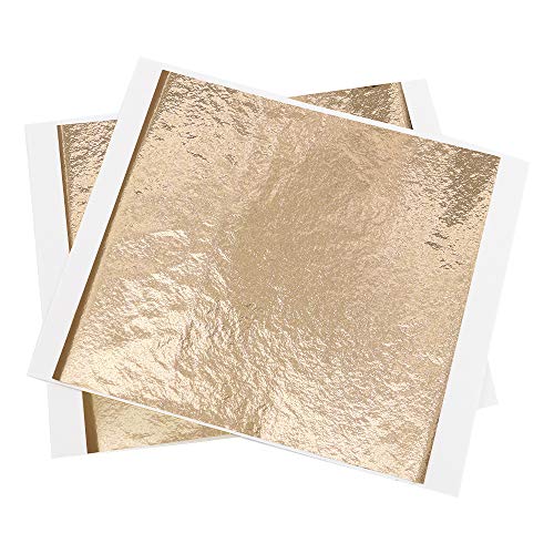 KINNO Imitation Gold Foil Sheets 100PCS Champagne Foil, 5.1 by 5.3 Inches - color: champagne gold