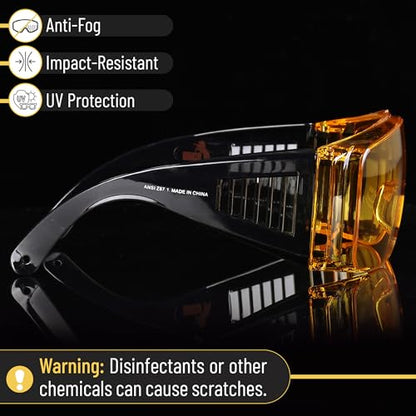 UNCO- Safety Goggles Over Glasses, Protective Goggles, Anti Fog, Work, Safety Glasses Over - color: Yellow Lens, size: 1 Pack