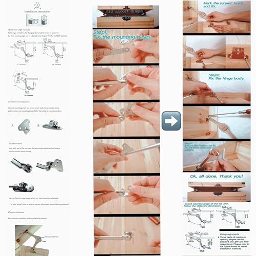 Toy Box Hinges Soft Close - Lid Support Heavy Duty Chest Soft Close Hinges for Wooden Box, Support 50lb/2pcs (APFFSY)