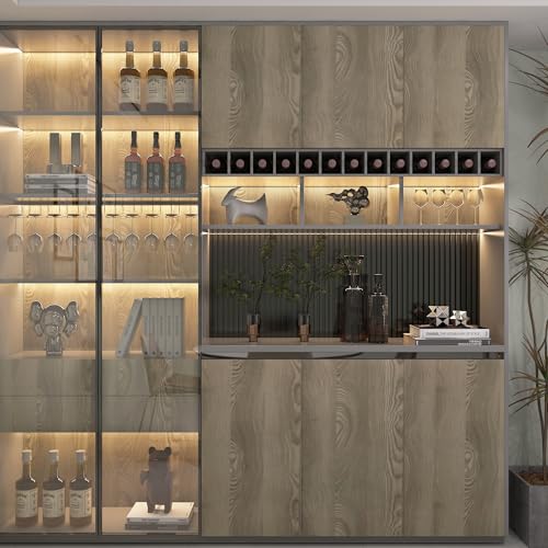 48x197 inch Oak Wood Grain Contact Paper Peel and Stick Walnut Texture Wallpaper Waterproof Thick Wooden Look Wallpaper Removable Self-Adhesive Wood Vinyl Wrap Roll for Kitchen Countertop Cabinet