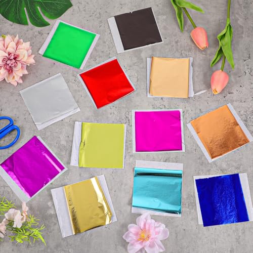 120 PCS Foil Leaf Sheets 12 Colors Foil Sheets for Crafts 3.15×3.35 Inches
