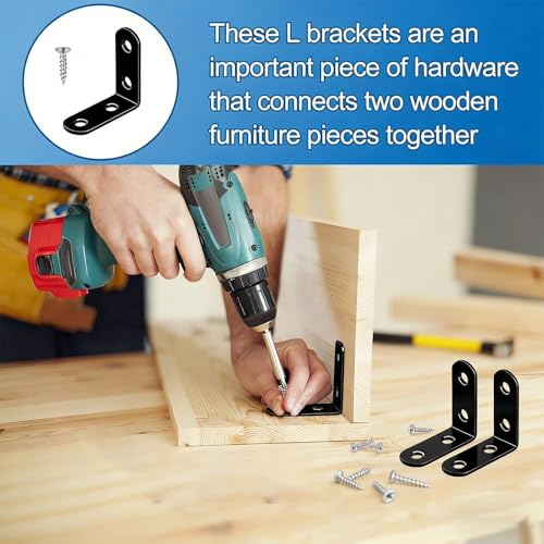 40-Piece Set of Stainless Steel L-Shaped Right-Angle Support Brackets (0.8x0.8inx0.6in), 80 Screws; Heavy-Duty Corner Braces for Shelves, Wooden Furniture, Cabinets, and Chairs - size: 20*20*16
