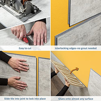 Palisade 23.2 in. x 11.1 in. Vinyl Wall Tiles in Silver Lake (10 Pack) - color: Silver Lake, size: Case of 23.2 in. x 11.1 in. Tiles