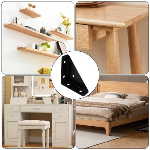 Dnyta 90 Degree Bracket Heavy Duty, 4 Pack Triangle Shelf Brackets, Black - style: 4pcs