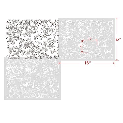 GSS Designs Large Flower Wall Stencils for Painting 12x16Inch Floral Stencil for Painting on Walls Wood Floor Furniture Crafts Plant Leaf Stencils - style: Flowers 12" x 16"