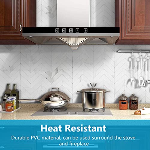STICKGOO Herringbone Tile Peel and Stick Backsplash for Kitchen&Bathroom - color: White Marble