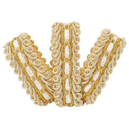 FINGERINSPIRE 12.5 Yards Gimp Braid Trim 5/8" Wide Gold Polyester Ribbon - color: Gold
