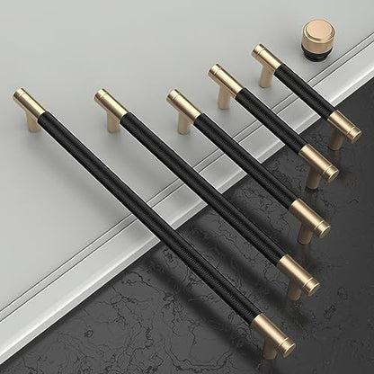 Asidrama 10 Pack 2.5 Inch(64mm) Matte Black and Gold Cabinet Pulls Knurled Cabinet Handles Cupboard Handles Kitchen Cabinet Hardware for Cupboard Drawer Pulls - color: Black-Gold, size: 2.5" Hole Center, style: 10 Pack