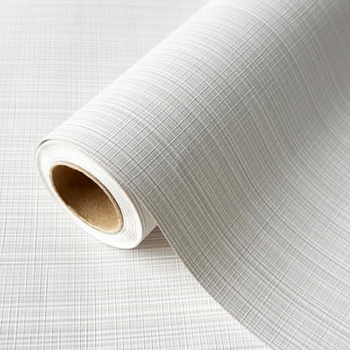 YXTII 20.8" x 196.8" Grasscloth Peel and Stick Wallpaper, White Neutral Textured Wallpaper for Bedroom Bathroom Office Self-Adhesive Thick Fabric Wall Paper - color: Cream, size: 20.8" x 196.8"