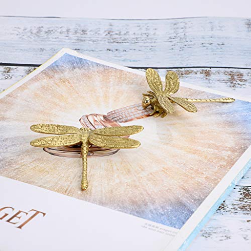 JUXYES Unique Gold Dragonfly Handle Pulls Knobs for Cabinets and Drawers - size: Pack of 2