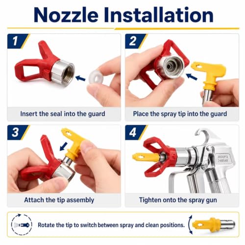 6 Pieces Airless Paint Sprayer Tips Set - 211, 313, 415, 515, 517, 623 Nozzle Tips for Airless Sprayer (6 nozzles)