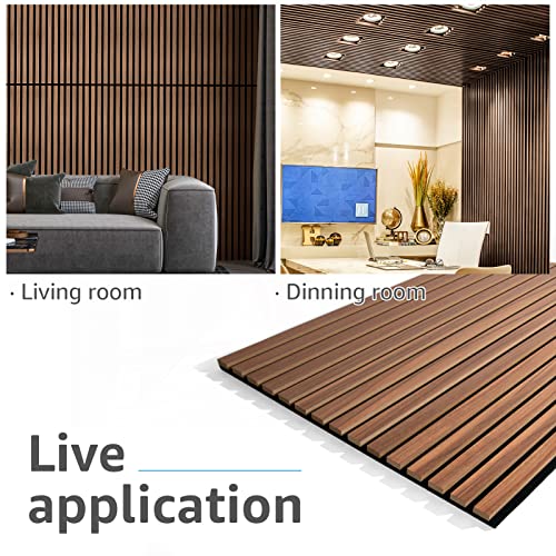 Art3d 2-Pack Fluted Acoustic Wood Slat Wall Panel, 47.2 x 23.6 Inch, Walnut - color: Walnut, size: 2pcs - 47.2＊23.6in.
