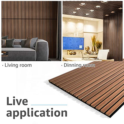 Art3d 2-Pack Fluted Acoustic Wood Slat Wall Panel, 47.2 x 23.6 Inch, Walnut - color: Walnut, size: 2pcs - 47.2＊23.6in.