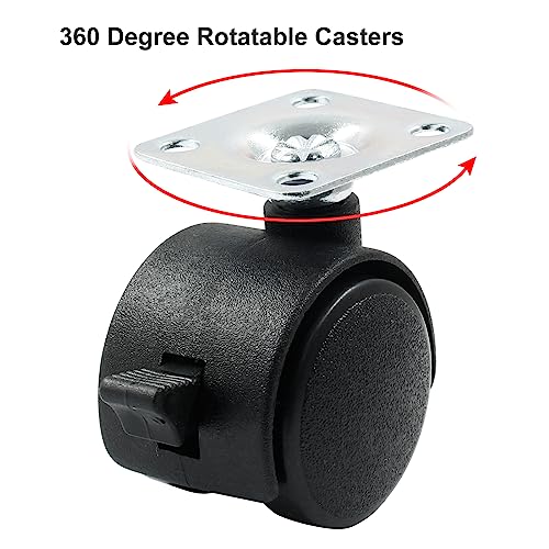 1 Inch Swivel Caster Wheels with Brake, Plate Caster, 4pcs - style: 1 Inch with Brake