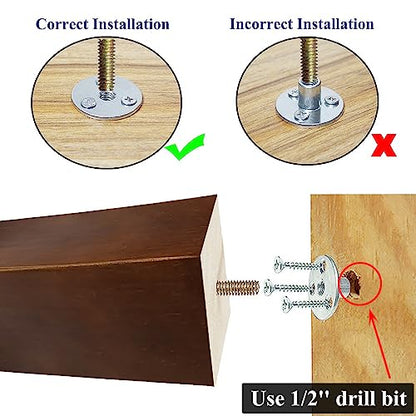 6 inch Furniture Legs Set of 6 Couch Legs Mid-Century Modern Replacement Sofa Legs for Sectional, Dresser, Recliner, Nightstand - size: 6 inch (6pcs) Standard (With hanger bolt)