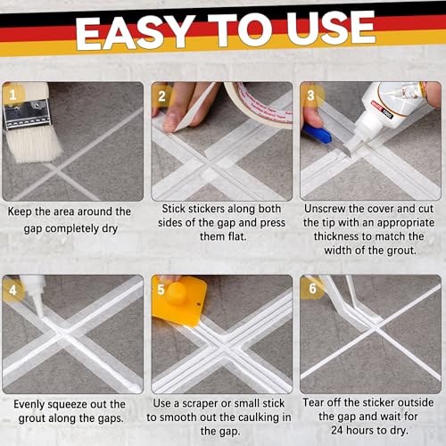 Tile Grout Repair Kit, 2 Pack Grout Filler, Fast Drying Tile Grout Paint, Grout Sealer Bathroom Shower Kitchen Floor Tile, Restore and Renew Tile Joints Line, Gaps, Replace Grout Pen White