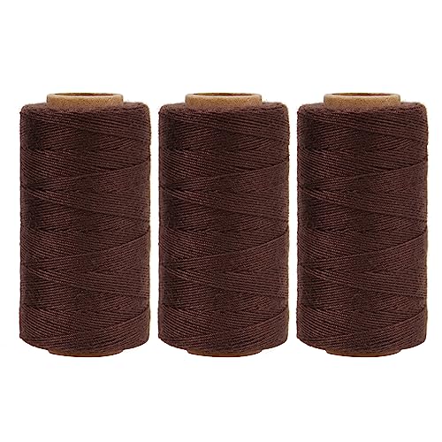 Lusecarl Polyester Thread 110 Yards Each Spool for Hair Extensions 3 Rolls Hair Weave Sewing Threads for Hand Sewing, Hair Extensions, Making Wigs DIY (3 Thread, Brown) - color: Brown, size: 0 Needle+3 Thread
