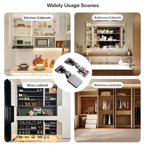 1 Pack 2pcs 35mmBore Frameless Half Overlay Soft Close Ultra Thin Titanium Black Cabinet Door Hinge, 0°-45° Self Closing, 3D Adjustment, Stop at Any Angle from 45° to 105° Partiel Overlay - color: Half Overlay