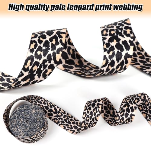 Webbing 1.5 Inch Nylon Webbing Straps for Strap-Polyester Webbing 6 Yards- 1.5" Pale Leopard Nylon Webbing -1 1/2 inch Strapping for Sewing Bag Purse Straps - color: Pale Leopard-6 Yards