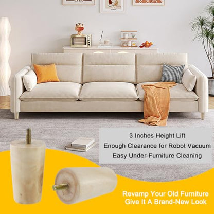 Geesatis 3" Wooden Table Legs,4Pcs Natural Finish Wood Furniture Legs - color: Natural, size: 3inch