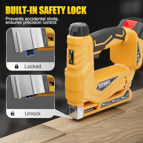 3-In-1 Small 21V Cordless Staple Gun, 18 GA Electric Brad Nailer - color: Yellow