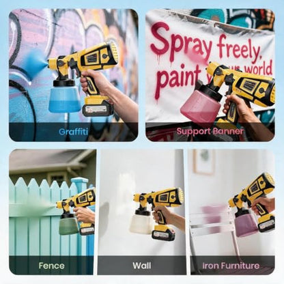 Paint Sprayer, Cordless Spray Paint Gun with 2X4000mah 21V Battery