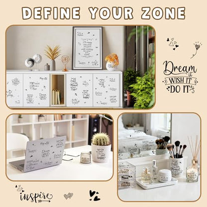 Joeyan 3 Sheets Rub On Transfers for Crafts and Furniture Inspirational Words Rub on Transfer Stickers Motivational Quote Decals for Wood Glass Metal Canvas Porcelain Plastic DIY Craft Home Decor - style: Inspirational Words