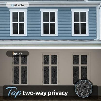 rabbitgoo Total Blackout Window Film, Black Privacy Cling, 17.5" x 157.4" - color: Black, size: 17.5" x 157.4"