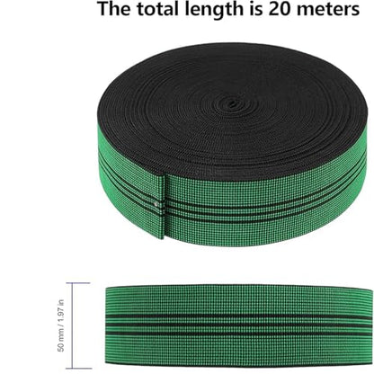FUNSUEI 3 Rolls 2 Inches x 65.6 Feet Elastic Webbing for Sofa Upholstery, Stretch Latex Chair Webbing Band for Couch Furniture Repair
