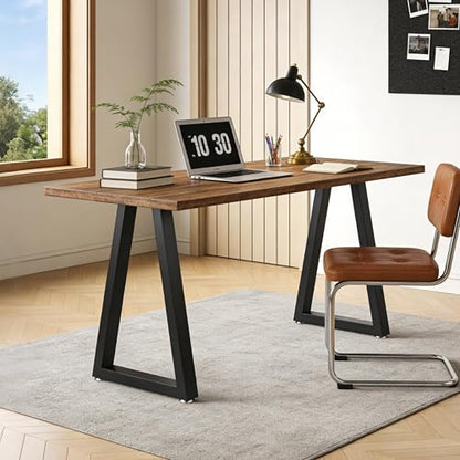 Metal Table Legs 28x17.7 Inch Trapezoid Desk Legs, Heavy Duty Industrial Steel Furniture Feet Set of 2 for DIY Kitchen Table Base, Console, Computer Desks (Black) - size: H28" × W17.7" T