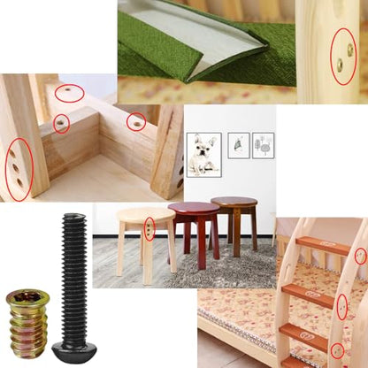 1/4"-20 Screw-in Wood Inserts, 32 Sets Internal Hex Furniture Fastener Kit - size: 1/4"-20 x 3/4"