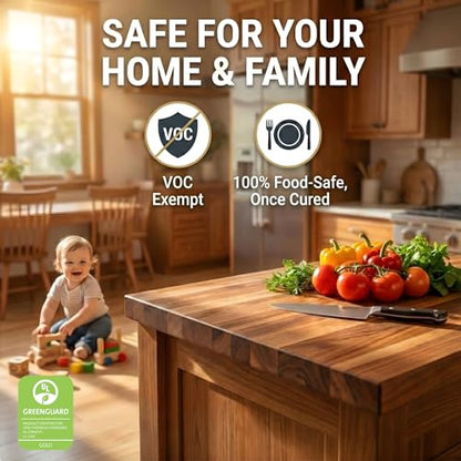 Sutherland Welles Polymerized Tung Oil Wood Finish - Food Safe, Interior Wood Oil for Cutting Board, Furniture, Floors, 32 Oz
