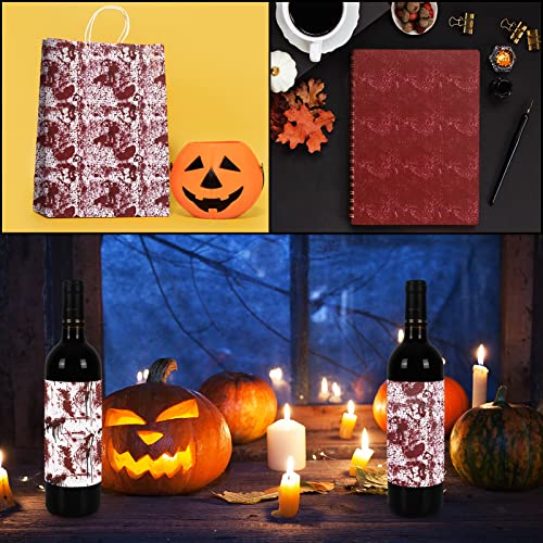 AnyDesign 10Pcs Halloween Theme Faux Leather Sheets Spooky Bloody Printed Synthetic Leathers Red White Black Scary Bloodstain Fabric Leathers for Halloween DIY Craft Earring Hair Bow Making, 8 x 12