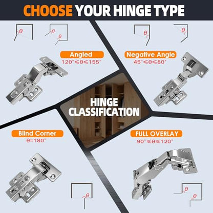 Negative 45° Cabinet Hinges Soft Close, 4-Pack Full Overlay Frameless - style: -45°