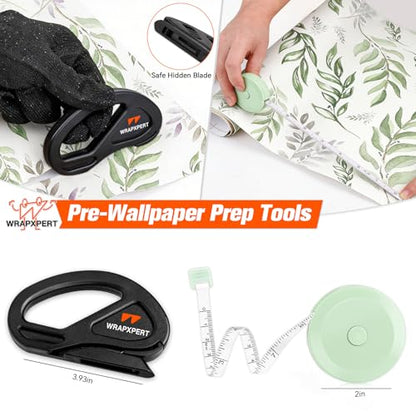 WRAPXPERT Wallpaper Tools Wallpaper Smoothing Tool Kit with Felt Squeegee,Seam Roller,Razor Scraper,Wrapping Paper Cutter for Peel and Stick Contact Paper,Vinyl Backsplash Tile,Bathroom,Window Film - color: Green